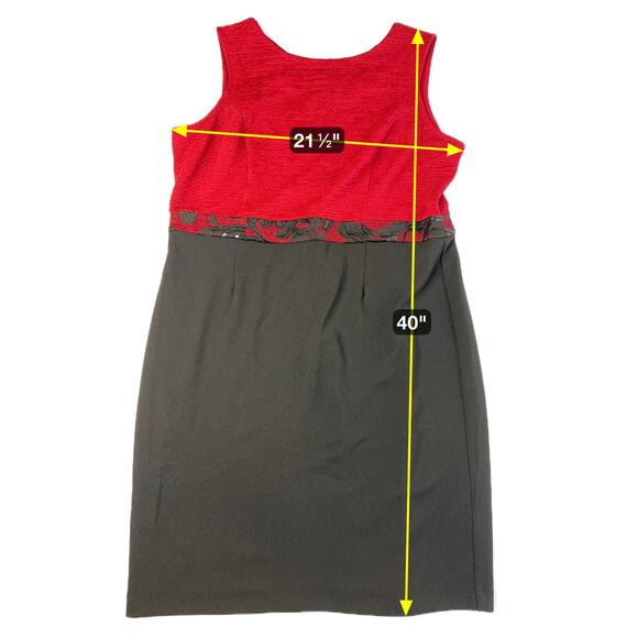 NWT Maya Brooke Red/Black 2 Piece Dress Suit Lace Trim Blazer Set Womens Size 16 - Picture 16 of 16